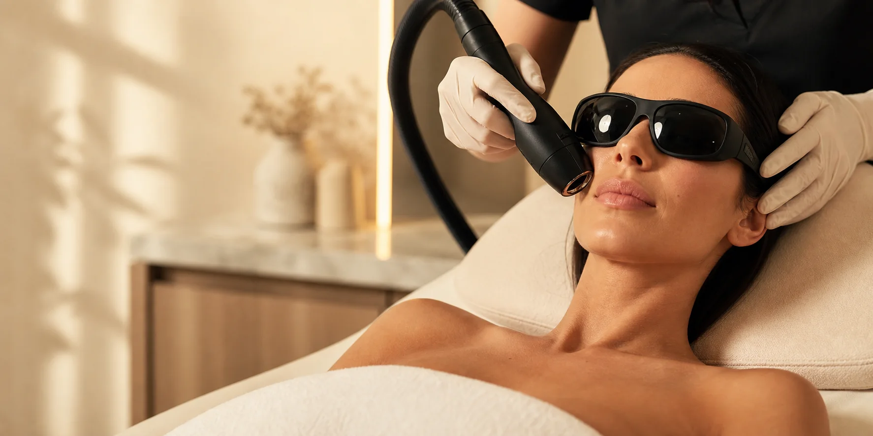 Guest receiving a facial laser treatment
